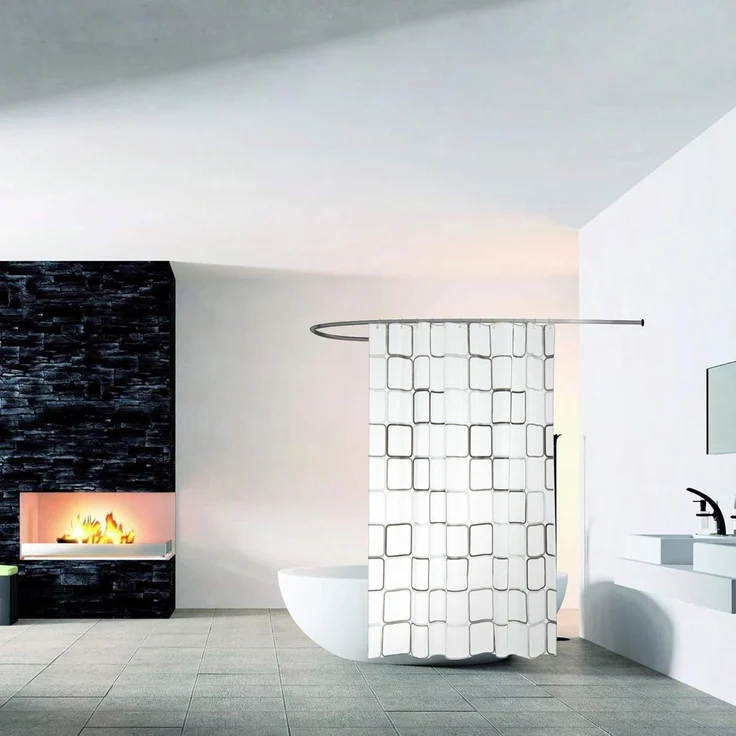 BOZKAA Duschvorhang Wasserdichter 180x200cm Polyester Badewanne Vorhang White – Bild 5