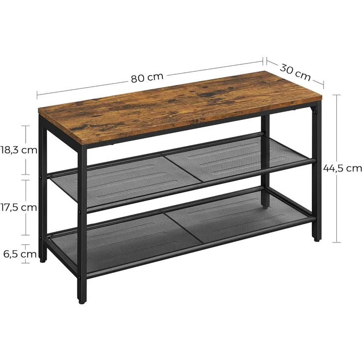 Vasagle Schuhbank, Schuhregal, 80 x 30 x 44.5 cm (L x B x H) – Bild 3