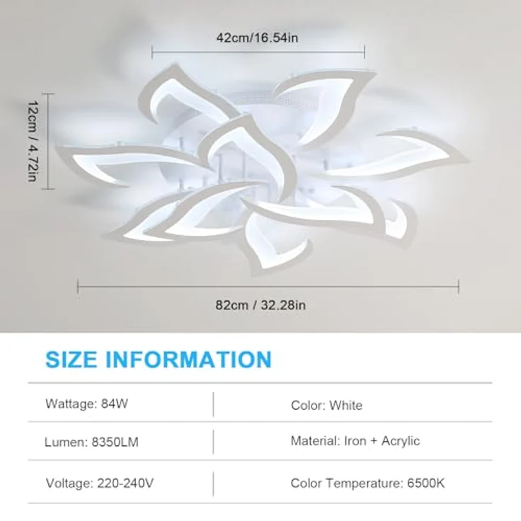 Comely Deckenlampe LED 84W mit 10 Köpfen im Blumenstil, Deckenleuchte Modern aus Eisen und Acryl, Deckenlampe Wohnzimmer 6500K für Schlafzimmer, Küche und Büro – Bild 4
