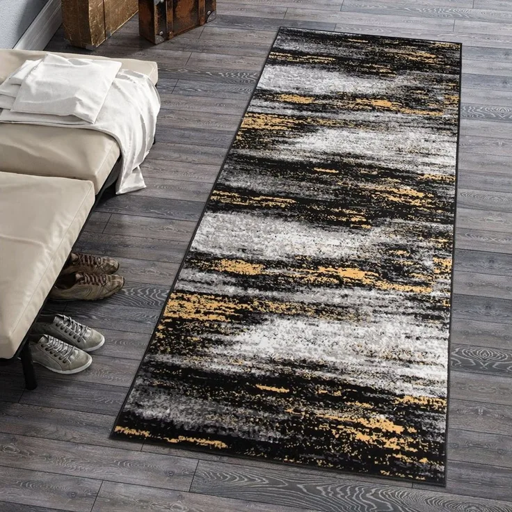 Mazovia Läufer Läufer Flurläufer Modern für Vorzimmer 70 cm Breit Grau Gelb, 70x100 cm, Kurzflor, Meterware, Höhe 8 mm