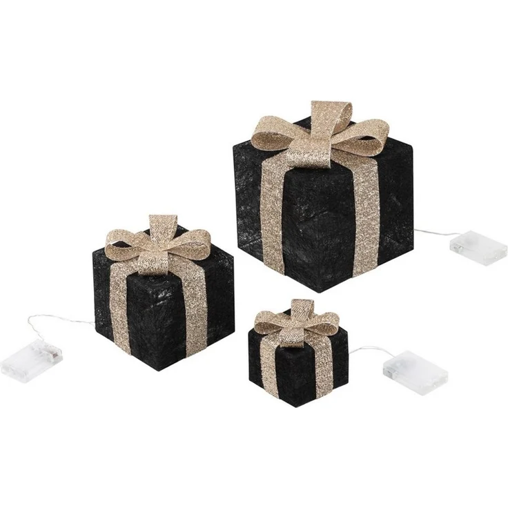 Bambelaa! LED Dekolicht Bambelaa! Led Deko Leucht Geschenk Boxen 3er Set inkl. Timer Funktion, Gelb – Bild 4