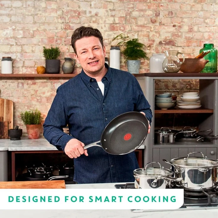 Tefal 'Jamie Oliver Cook's Direct On' Pfannen-Set, Antihaft, Induktionstauglich, Backofenfest, Edelstahl silber, Ø 24 cm, Ø 28 cm – Bild 4
