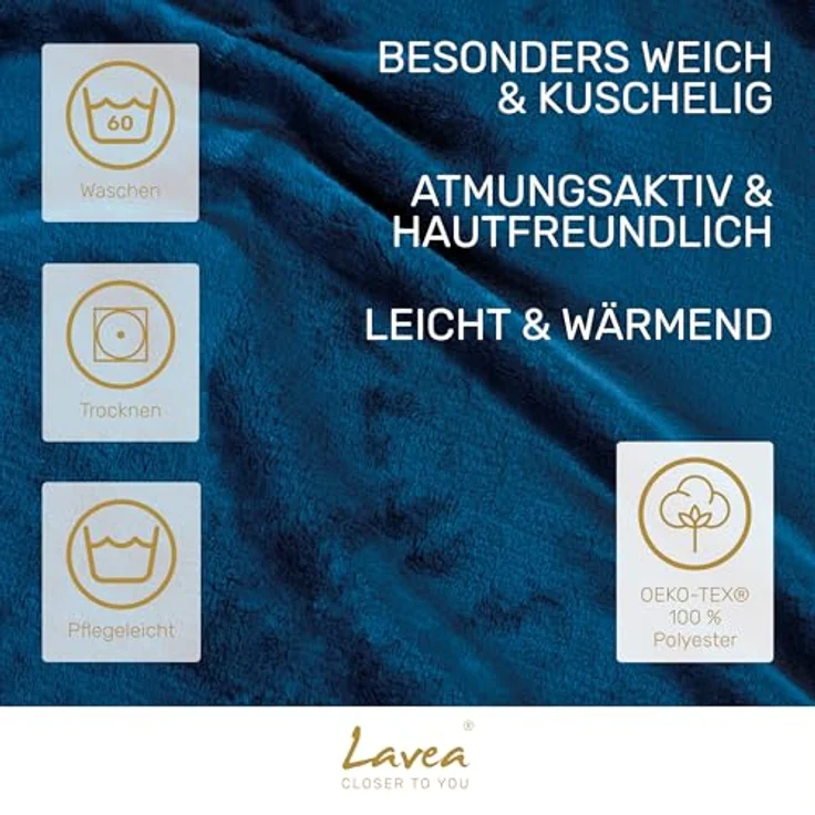 Wohndecke Kuscheldecke, Fleecedecke, Wolldecke flauschig und weich, Lavea, Sofadecke, Atmungsaktiv & Hautfreundlich, Decke – Bild 3