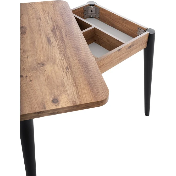 Calicosy Ausziehbarer Tisch von 100 bis 120 cm, Dekor Atlantik-Kiefer und Schwarz - DOLUNAY - Helles Holz – Bild 6