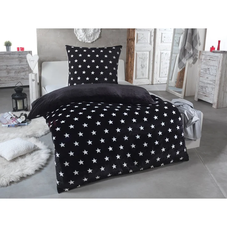 Malika Wendebettwäsche 135x200 + 80x80 cm Cashmere Touch Sterne Bettwäsche, atmungsaktiv, Mikrofaser, 2 teilig, Für Allergiker geeignet, pflegeleicht, angenehm weicher Stoff – Bild 3