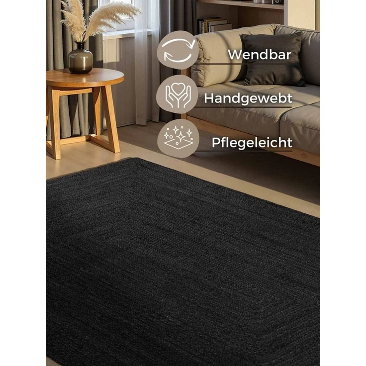 HANSE Home Teppich Juteteppich Teppich Juno, rechteckig, Höhe: 9 mm, Jute, Shape, Handgemacht, Wohnzimmerteppich, Naturteppich, Wohnzimmer – Bild 3