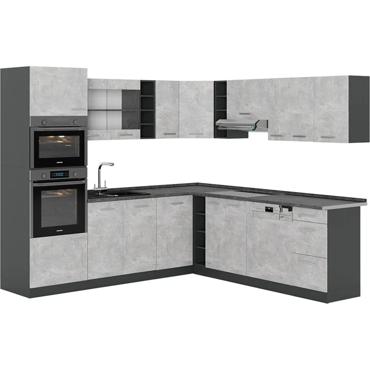 Eckküche R-Line Beton/Anthrazit 247 x 46 cm ohne Arbeitsplatte Vicco – Bild 1