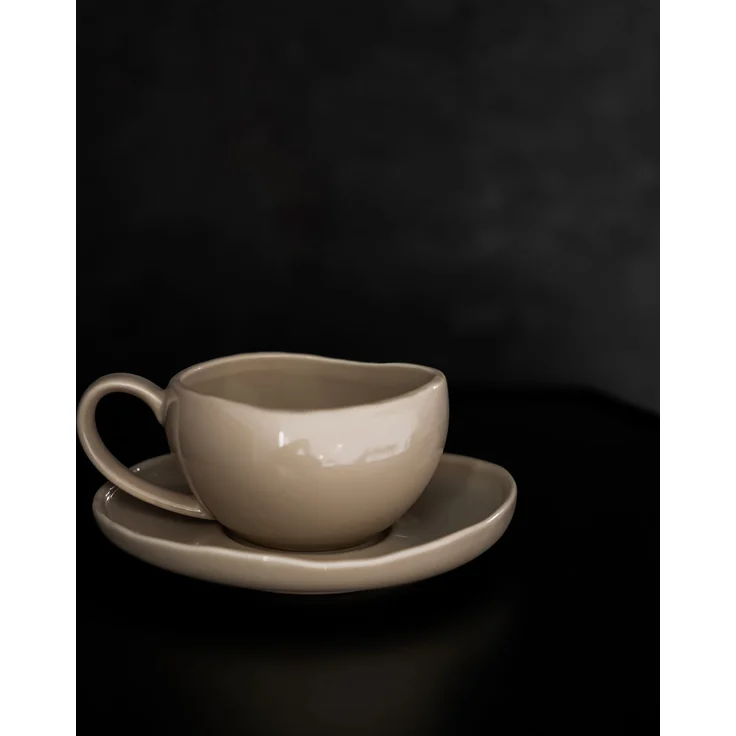 Wave Biscuit Mokkatassen mit Untertellern - 12-teiliges-Set in Beige – Bild 4