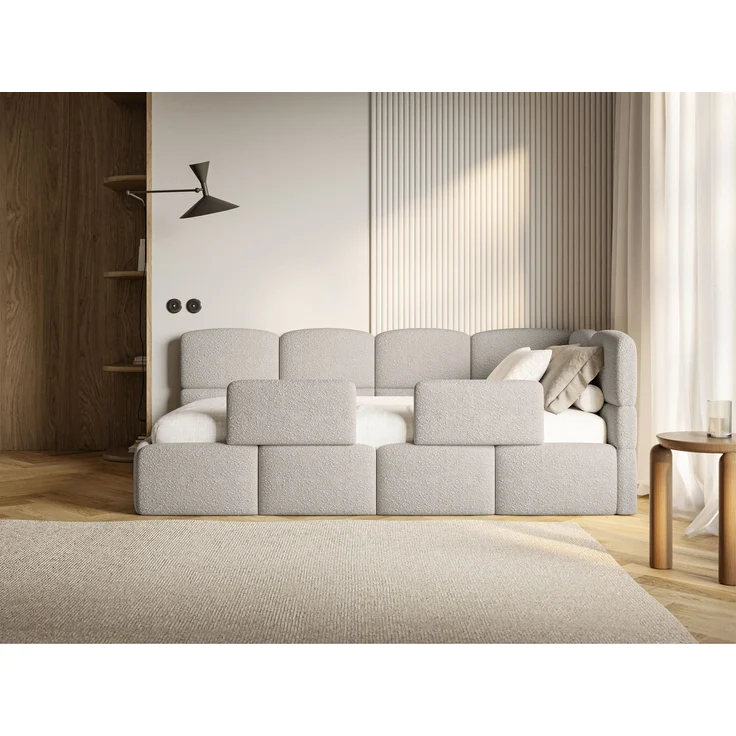Selsey 'Cloudy' Jugendbett rechts, Rausfallschutz, Bouclé Greige, 90x200 cm – Bild 3
