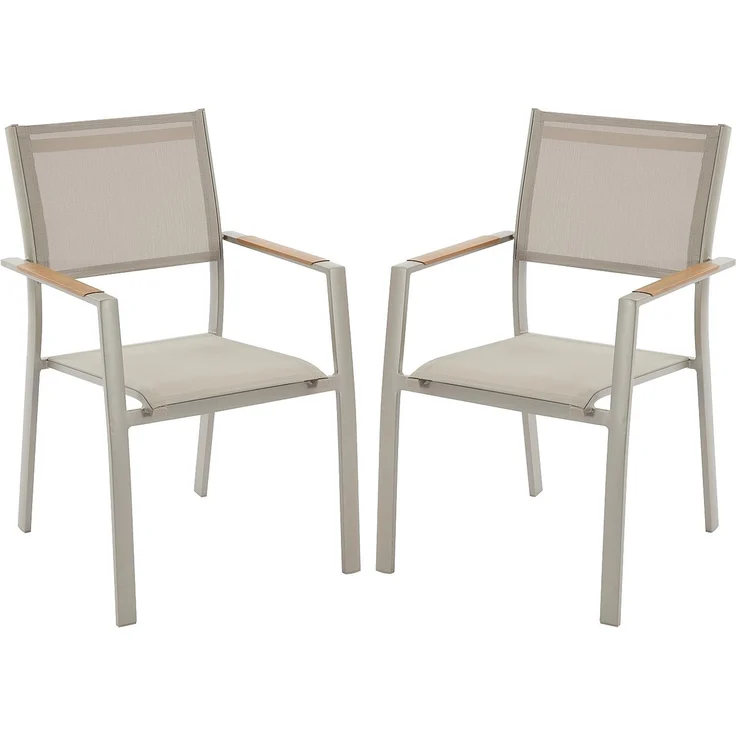 Vente-unique - Set mit 2 stapelbaren Gartensesseln aus Aluminium und Textilene - Taupe - MACILA von MYLIA – Bild 5
