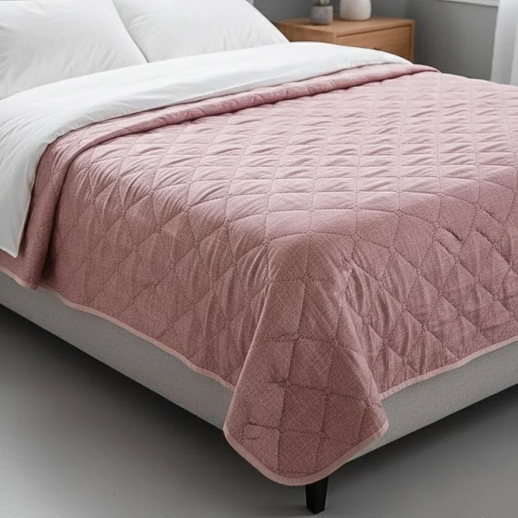 Tagesdecke 220 x 240 cm - Bett- & Sofaüberwurf mit Steppung, pflegeleicht & atmungsaktiv - Rosa – Bild 3