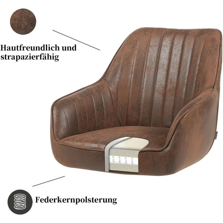 DUBI Möbel Polsterstuhl Mika-Kian (1 St), Federkern, pulverbeschichtet, 360° drehbar im 1er-Set – Bild 3