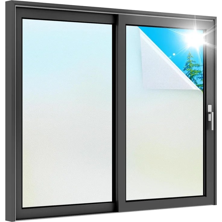 rabbitgoo Fensterfolie Blickdicht Milchglasfolie mit Gitter Matt 60x200 cm
