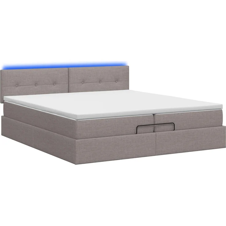 vidaXL Ottoman-Bett mit Matratze und LED Taupe 200 x 200 cm Stoff 3456937 – Bild 9
