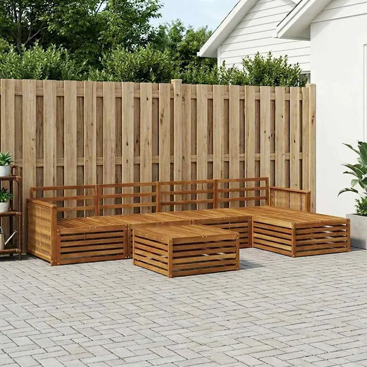 vidaXL Outdoor-Sofagarnitur 6 stk. 5-Sitzer Natur Massivholz Akazie 3383267