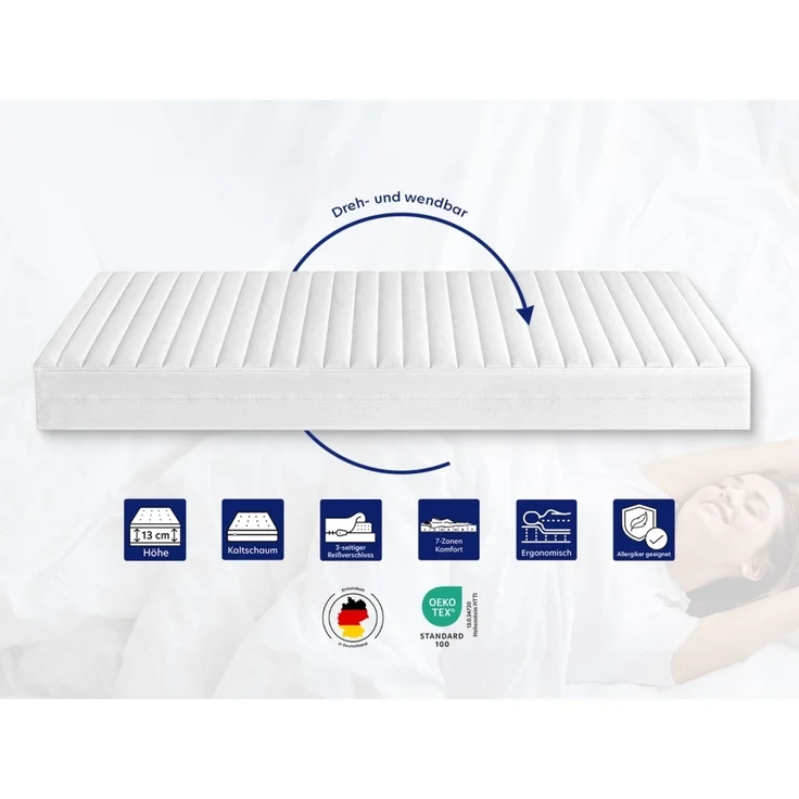 HydroCell® 13 cm Matratze 90 x 200 cm Härtegrad H2 & H3 : 13 cm : H2 & H3 : 90 x 200 cm – Bild 2