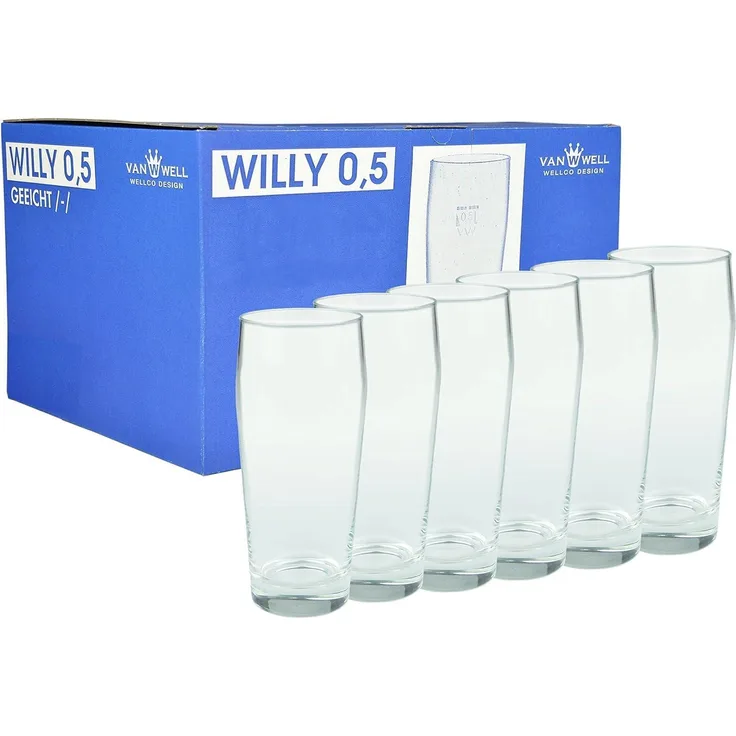 6er Set Bierglas Willibecher 0,5l geeicht Glas Biergläser Tumbler perfekt geeignet für Gastronomie
