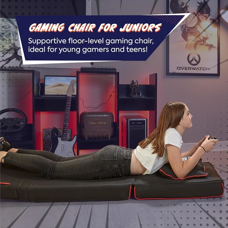 X Rocker Crash Pad Junior Gaming-Klappsessel & Schlafmatratze - schwarz/rot – Bild 8