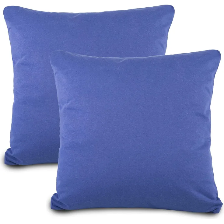 aqua-textil Classic Line Baumwoll Kissenbezug 2er-Set 50 x 50 cm royal blau Dekokissen Bezug Reißverschluss Jersey Kissenhülle