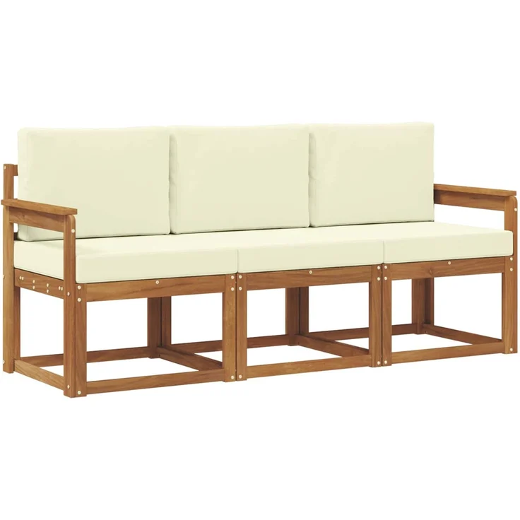 vidaXL Outdoor-Sofagarnitur 3 stk. 3-Sitzer Natur und Creme 3365928 – Bild 2