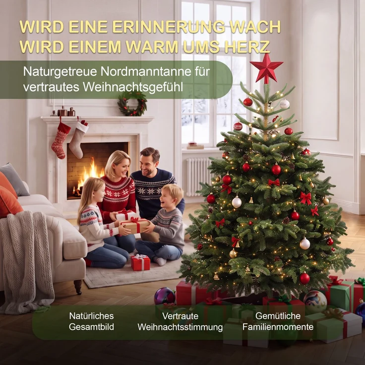 Aurelia Home Weihnachtsbaum künstlich 150 cm – Nordmann-Optik aus PE/PVC, Holzständer, Tasche – Bild 2