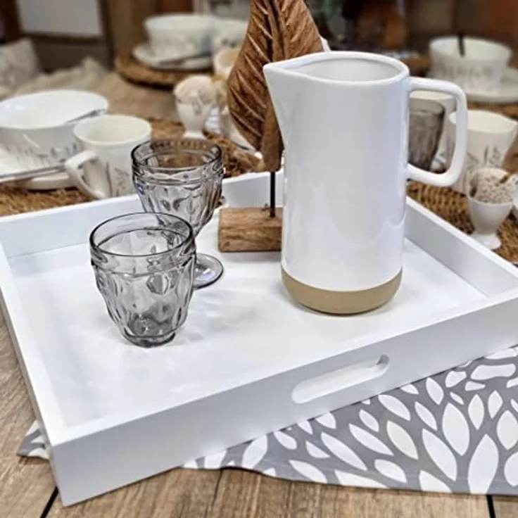 osoltus Badregal Tablett Regal Sonderborg aus Bambus und Holz Weiß – Bild 6