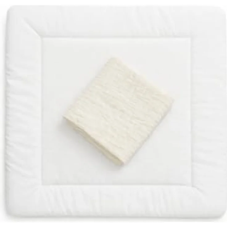 Wickelauflagenbezug 100% Baumwolle Musselin Bezug für Wickelauflage 85x75 und 75x75 cm – weicher Wickeauflagenüberzug, atmungsaktiv & waschbar CREME – Bild 6