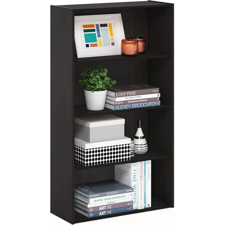 Furinno Regal mit 4 Fächern, Verbund-Holz, Espresso, 23. 88x23. 88x105. 92 cm – Bild 1