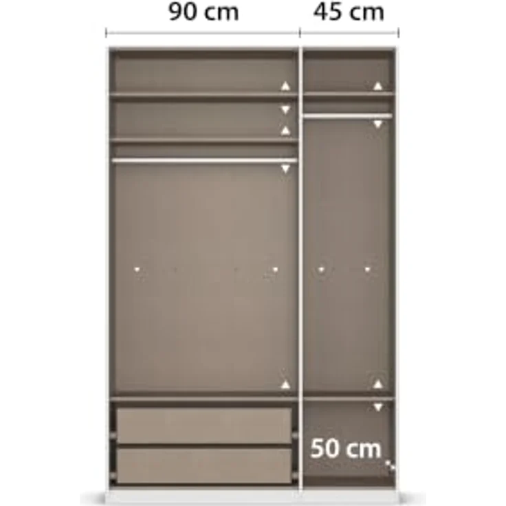 Rauch Möbel LUNIK, Kleiderschrank, Farbe Beige, Breite 136 cm | Schrank mit patentiertem Schnellmontagesystem, 3-türig, Push-to-open-Funktion, Zubehör Premium, Schlafzimmer, Garderobe – Bild 8