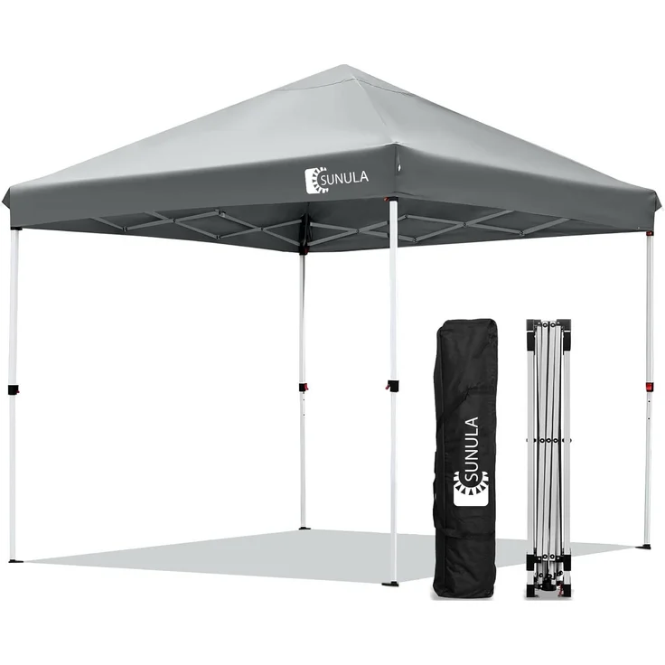 Sunula Pavillon 3x3 Wasserdicht Stabil Winterfest, Faltpavillon 3x3 m mit Verdickten Röhren, Partyzelt Pavillion Klappbar für Camping Festival Party, Grau