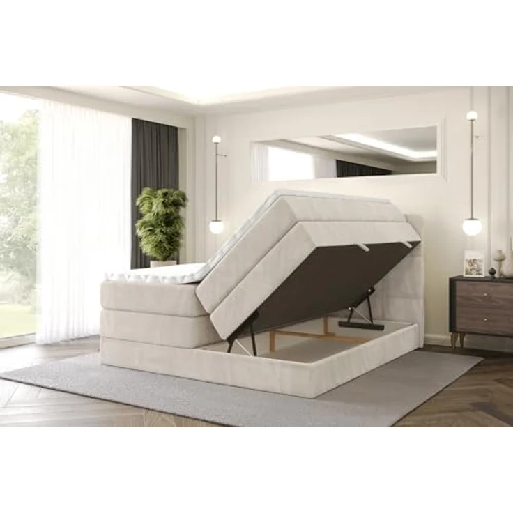 ALTDECOR Boxspringbett LIRO KING (Multipocket-Matratze H4, H3 Matratze Bonellfederung, Topper, Kopfteil) – Bild 5