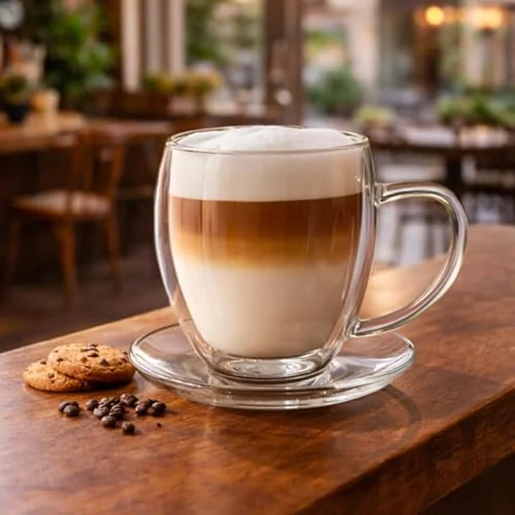 Creano Teeglas Creano 2er-Set Thermotasse, Extra Große doppelwandige Gläser mit Unter, Borosilikatglas, 2 Tassen mit Untertassen – Bild 8