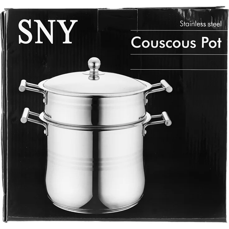 Sunay Couscous Pot aus Edelstahl Kochtopf mit Siebeinsatz in Silber 8L – Bild 10