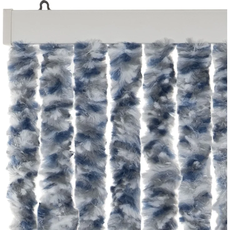 Moritz Flauschvorhang aus Chenille 56 x 185 cm blau grau meliert Türvorhang als Fliegenschutz Insektenschutz für Camping Wohnwagen – Bild 3