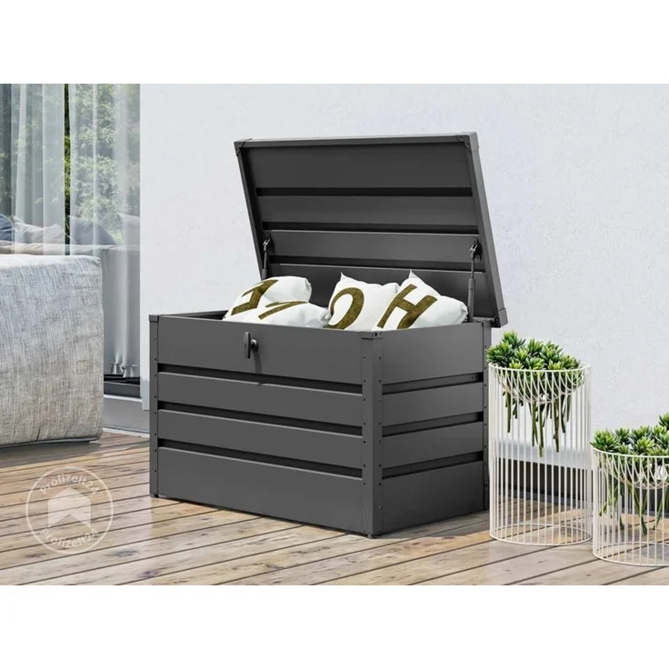 GFP Primeyard Gartenbox 102x61x61 cm Aufbewahrungsbox Auflagenbox Gartentruhe Metall Anthrazit – Bild 1