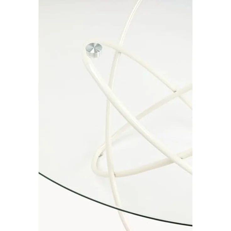 Kare Design Esszimmertisch Molekular, Greige, 120cm Durchmesser, Esstisch, Glas Tischpaltte, Stahlgestell, Esszimmer, Rund – Bild 5