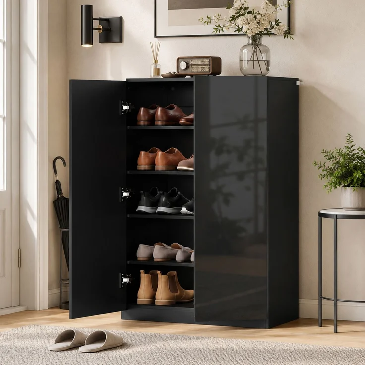 HOMCOM Schuhschrank, Spanplatte, MDF, Schwarz, 72L x 34B x 103H cm – Bild 8
