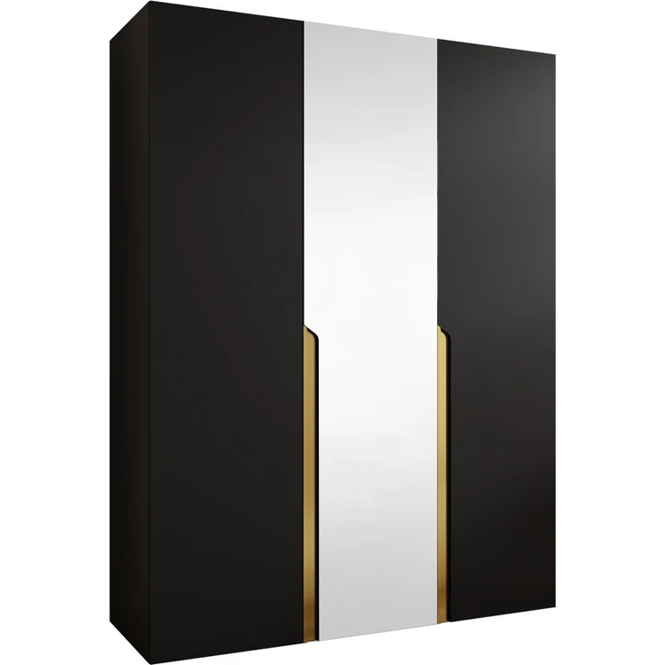 Kleiderschrank Veluna II 150 (Farbe: Schwarz / Schwarz + Gold) – Bild 1