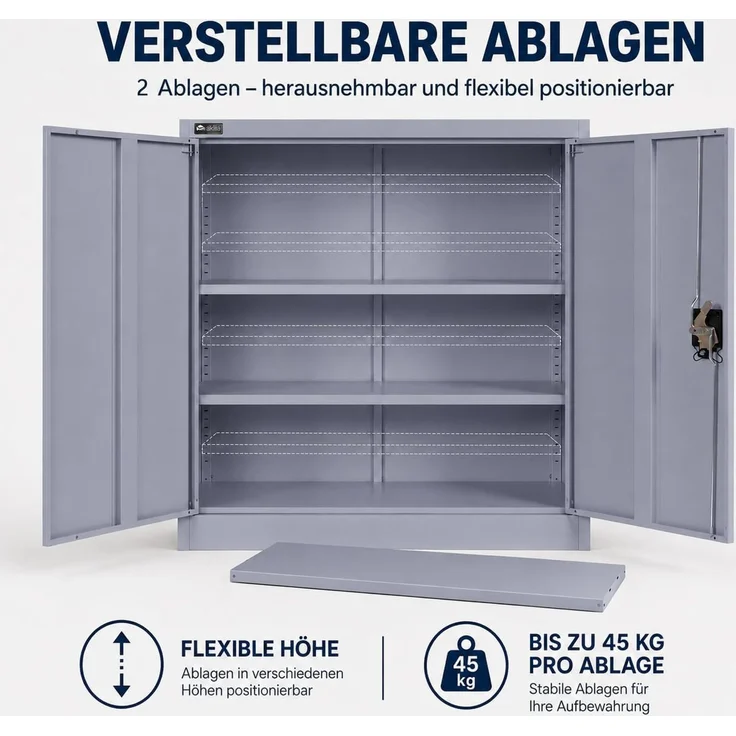 Makika Aktenschrank / Büroschrank abschließbar 40x90x90cm in Anthrazit – Bild 5