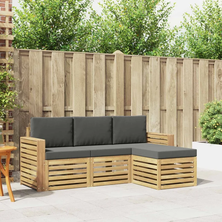 vidaXL Outdoor-Sofagarnitur 4 stk. 4-Sitzer Weiß und Anthrazit 3391642 – Bild 1