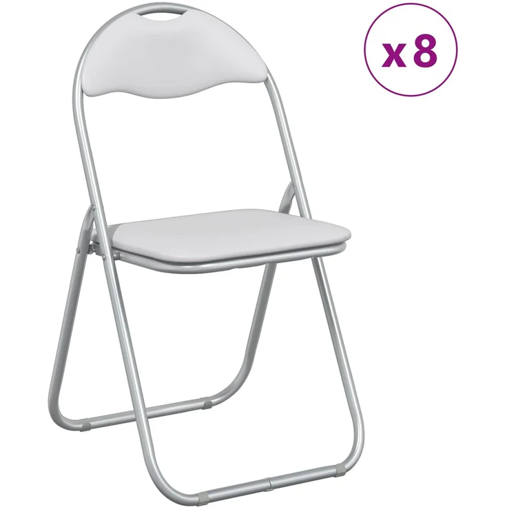 vidaXL Klappstuhl 8 pcs Weiß und Grau 48 x 43,5 x 81 cm Kunstleder 42029050 – Bild 3