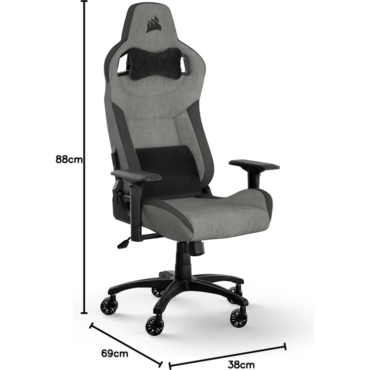 Corsair T3 Rush Gaming-Stuhl, Schwarz und Holzkohle, One Size – Bild 2