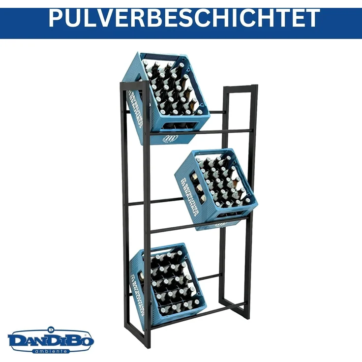 DanDiBo Bierkistenregal 6 Kisten Schwarz Metall Stehend 96563 Getränkekistenhalter 71 cm Getränkekistenständer Flaschenkistenregal – Bild 5