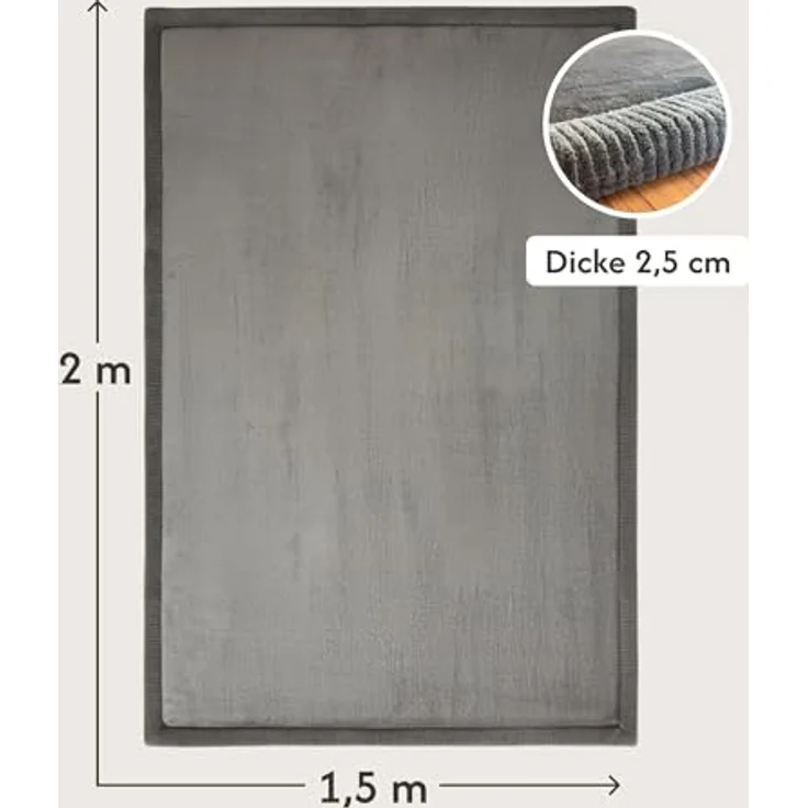 Hakuna Matte Wolkenweiche Spielmatte Baby 200 x 150 x 2 cm, Dunkelgrau– Teppich für Kinderzimmer mit hochwertigem Memory-Schaum Krabbelmatte Baby mit Rutschfester Unterseite Krabbeldecke, Tatami Matte – Bild 3