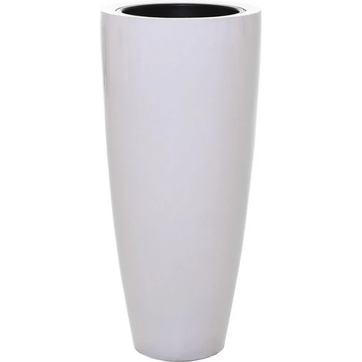 VIVANNO Pflanzkübel Fiberglas CITY Rund - Hochglanzweiß Hochglanz (1 St), 37x80 cm – Bild 1