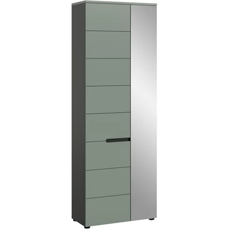 Garderobenschrank >Canu< in Basalt Grau / Smoke Green - 190x65x37cm (BxHxT) – Bild 1