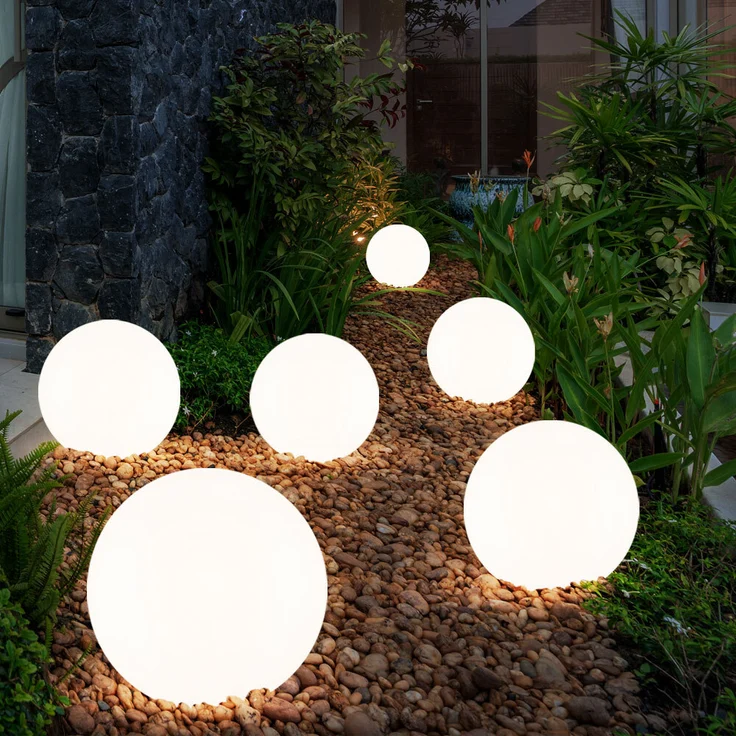 4er Set LED Solarleuchte, Kugel weiß, H 65 cm – Bild 4