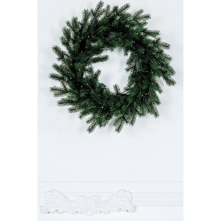 EveXmas Altair Premium Weihnachtskranz Grün-Weiß 60 cm beschneit, künstlicher Türkranz mit Schneeflock, 136 Zweige, 816 PE-Spritzguss-Triebe, Doppelrahmen – Bild 2