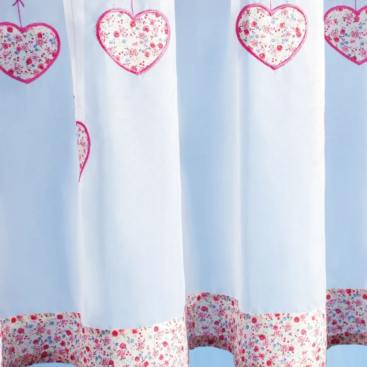 Gardinenset Voile mit Stangendurchzug Serie: Satin, Auswahl: bunt - Blumen 5-teilig – Bild 5