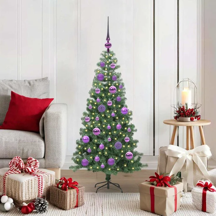 vidaXL Weihnachtsbaum mit LED-Beleuchtung Grün 120 cm PVC und Stahl 3396364 – Bild 1